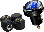 Vesafe Tire Pressure Monitoring System TPMS, Wireless Real-time Cigarette Lighter Plug TPMS CL-201, Tire Pressure and Temperature Gauge with 4 DIY External Cap Sensors (0-6Bar/0-87Psi)