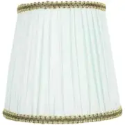 Small Pleated Fabric Lamp Shade Vintage Style Pale Green Gold Trim E14 Base New