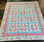 Sewing Cats Patchwork Scrap Quilt hand-quilted lap size 38"X 47" cotton LQ-176