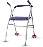 Walker, Folding Walker with Seat and Wheels Lightweight Ultralight and Foldable Aluminum with Double Wheels for The Elderly Ergonomic Cushion with Seat Little Surprise