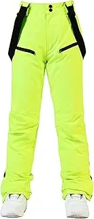 QIULAO Men's Women's Ski Trousers, Waterproof Windproof Warm Snow Trousers, Detachable Straps, Support Single Board Double Board, Outdoor Couple Trousers (Color : Hellgelb, Size : Small)