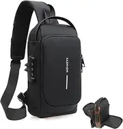 [Generic] New Carbon Fiber Streamline Anti-Theft Sling Bag, Waterproof USB Port Sport Shoulder Bag, Sport Waterproof Chest Bags
