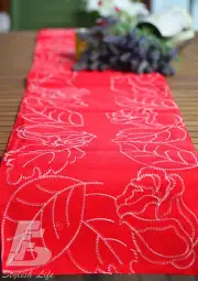 Red Table Runner, Double Layer, Embroidery, 32x175cm (13x70in) STOCKS IN SYD