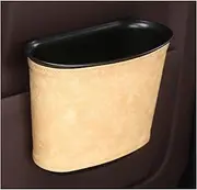 Car Trash Can PU Trash Bin Dustbin Garbage Organizer Holder Small Trash Wastebasket Container Car Trash can(Beige)