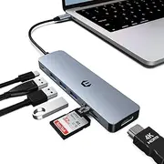 oditton USB C HUB, 7 in 1 Laptop Multiport Adapter Hub, HDMI Output, 100W Power Delivery, 3 x USB 3.0 Ports, SD/TF Reader, Ideal for USB C Laptops Dell XPS/HP/Surface and More Type C Devices