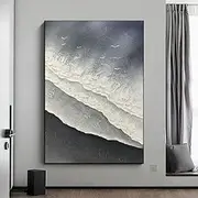 Handmade wave oil painting Hand Painted waves Oil Painting Wall Modern Fashion Abstract White Black Wave Canvas Painting Home Decoration Decor frame Canvas Pai
