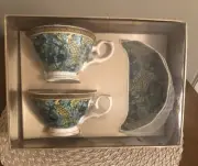 Grace Teaware Tea Cup and Saucer, Set Of 2 Fine China Porcelain