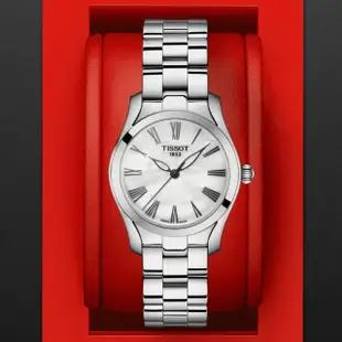 【TISSOT 天梭 官方授權】T-WAVE 優雅珍珠貝石英腕錶 母親節 禮物(T1122101111300)