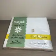 VTG New Dan River Combed 180 Percale USA Cotton Polyester Twin Fitted Sheet NOS