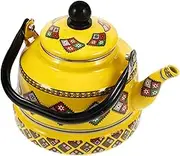 Cabilock Enamel Teakettle with Handle Tea Pot for Stovetop and Induction Cookers Retro Design for Brewing Tea Coffee Mulled Wine Easy to Clean and Carry