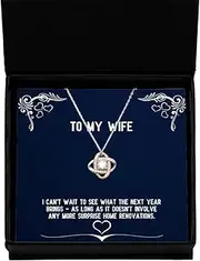 I can't wait to see what the next year brings. as long as it. Love Knot Rose Gold Necklace, Wife Jewelry, Gag Gifts For Wife, Humorous jewelry gift, Funny jewelry present, Comical jewelry gift,, Silver Plated Zinc