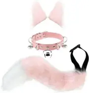 3Pcs Halloween Cat Ears Hair Clip Furry Wolf Fox Tail Neck Chocker Role Play Set