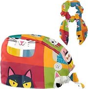 [YTYVAGT] Scrub Caps Women,Scrub Hats Suitable for Women,Cartoon Dog and Cat Plaid