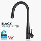 Round Black Pull Out Kitchen Sink Tap Tall Laundry Basin Mixer Swivel Faucet