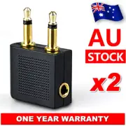 2x Airplane Airline Headphone Adapter For Audio Jack 2 Plug Air Plane Connector