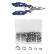 200Pcs Stainless Steel 5 Size Fishing Split Rings Lures Tackle Set With Pliers q