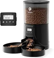 PETULTRA Dual Automatic Cat Feeder: Cat Feeder Automatic for 2 Cats- Timed Auto Feeder 16 Cups/4L Cat Food Dispenser& Dual Power Auto Pet Feeder for Indoor Cat&Dog| 1-6 Meals Portions Control