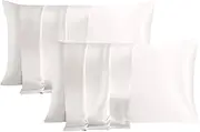 THXSILK 2 Pack 100% Pure Mulberry Silk Pillowcase for Hair and Skin, Highest 6A Grade 22 Momme Silk Pillow Case Standard Size, Real Silk Pillowcase with Zipper, Anti Aging Acne Free (White, Standard)