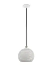 Livex Lighting 1-Light White With Brushed Nickel Accents Pendant