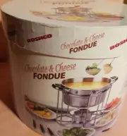 Roshco Stainless Steel Chocolate and Cheese Fondue Set - NEW IN BOX