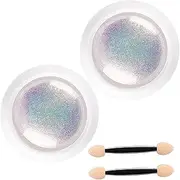 Mermaid Chrome Nail Powder, 2PCS 0.3g Nail Chrome Powder with Sponge Stick, DIY Pearl Nails Powders for Gel Polish Naisl Art Decoration