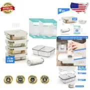 4 Glass Meal Prep Containers & 10 Vacuum Bags: Preserve Food Freshness 5X Longer