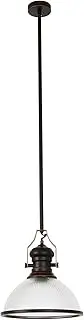 Beacon Lighting Alfred 1 Light Pendant in Oil Rubbed Bronze with Ribbed Clear Glass