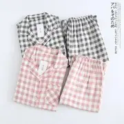 Loungewear Set : Long-Sleeve Plaid Top + Pants Men - Navy Blue - XL