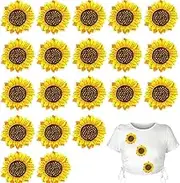 FAFAHOUSE 20 PCS Sunflower Embroidery Patches Fashion Flowers Patch Iron and Sew On Applique Badge Cute Daisy Patch Appliques Badge for Clothes Jeans Jacket Hat Dress DIY Accessories