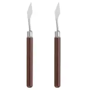 2 Pcs 13mm Small Stainless Steel Palette Knife with Wood Handle, Red