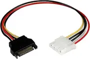 StarTech.com LP4SATAFM12 12-Inch SATA to Molex LP4 Power Cable Adapter , Black, Red, White, Yellow