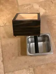 Coffee Knock Box Espresso Bin Knockbox Set Wood Stainless Steel (Ebony Stain)