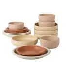 Corsica Clay 16 Piece (Service for 4) Double Plates and Bowls Stoneware Dishe...