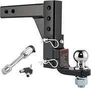 Trailer Hitch Trailer Hitch Lock Adjustable Trailer Hitch Ball Mount, Tri-Ball (1-7/8" X 2" X 2-5/16"), Fits 2" Receiver, 5" Rise/Drop Hitch(B)