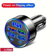 12V 6 Ports Car Cigarette Lighter Socket Dual USB 3.1 Fast Charger Power Adapter
