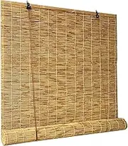 Bamboo Blinds,Outdoor/Indoor Doors/Windows Bamboo Roller Shades,Water Proof Blackout Reed Shades,Handwoven Bamboo Curtain, Customizable Size(W:20-47in,H:24-126in) (Size : W60xH120cm/24x48in)