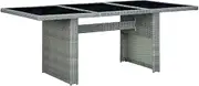 Garden Table Light Grey Poly Rattan and Tempered Glass,Outdoor Tables-313311