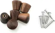 TAODAN 6pcs Natural Wood Cabinet Knob Nut-Brown Wooden Furniture Knobs 0.86x0.86" Cabinet Pull Handle Drawer Cupboard Knobs