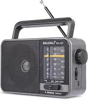 BAIJIALI Portable Radio AM FM, Radios Portable AM FM, Transistorized AM FM Radio Portable with Loud Speaker, Battery Powered or DC USB, Suitable for Indoor, Outdoor and Emergency Use(BJL-671)