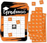 Big Dot of Happiness Orange Grad - Best is Yet to Come - Bingo Cards and Markers - Orange Graduation Party Shaped Bingo Game - Set of 18