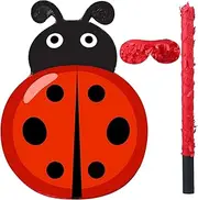 Pasimy Ladybug Pinata with Blindfold Bat Confetti Ladybug Party Decorations Ladybug Birthday Party Supplies Summer Parties Game Insect Party Pinata Carnival Decorations, 16 x 11.8 x 2.9 Inches