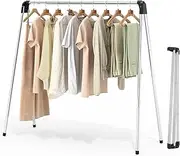 SYKIARIOL Clothes Airer, Laundry Stand for Space-Saving Storage, Foldable Stainless Steel, Clothes Rack Foldable for Travel, Camping, Long Laundry, 140 cm High