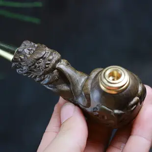 煙嘴過濾器循環過濾可清洗男女兩用金絲楠木雕龍頭香煙過濾嘴禮品