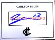 Blake Acres SIGNED Carlton Navy Blues Card. AFL Silvagni Sam Alex Cripps Curnow