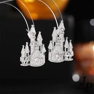 【Jpqueen】公主城堡水鑽設計風立體耳環(3色可選)