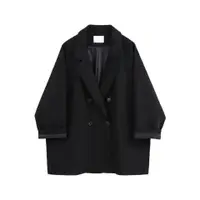 在飛比找蝦皮商城精選優惠-純色夾克連衣裙寬鬆女大衣和夾克服裝長款女式西裝外套黑色外套韓