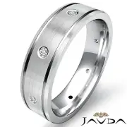 Eternity Wedding Diamond Mens Band Dome Flat Edge Ring 14k White Gold 0.15Ctw