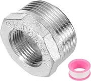 uxcell 2 Pcs Stainless Steel Pipe Fitting, G3/4" Male x G1/4" Female Stainless Steel Hex Nipple Pipe Fitting Connector Pipe Fitting Adapter with PTFE Tape (Length 25mm/1", Silver Tone)