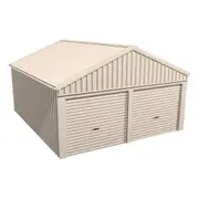 Stratco Domestic Gable Roof Shed Double Garage 5.45 x 6.21 x 2.4m Gable End Roller Door Primrose