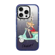 iPhone 16 Pro Impact Case MagSafe Compatible Ciao- Vespa Girl Milan Italy (fashion illustration transparent case)